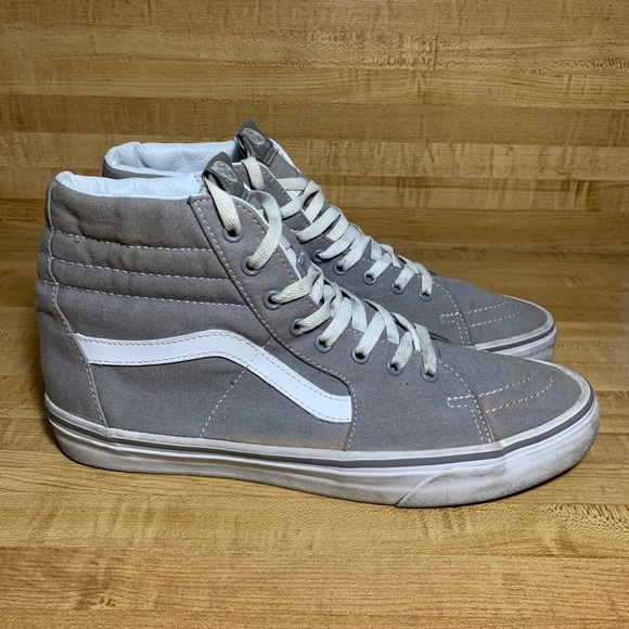 Vans SK8 Hi Canvas High Tops Gray/White Size 11